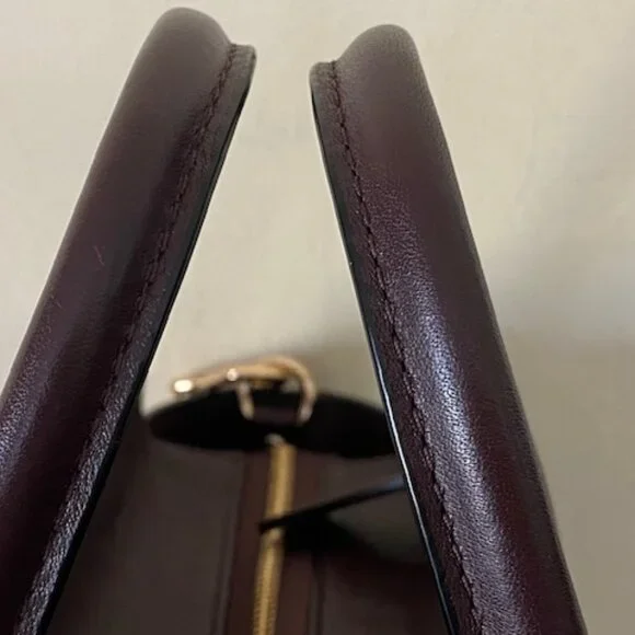 Coach F55665 Pebble And Smooth Leather Satchel/Shoulder/Crossbody Bag Burgundy